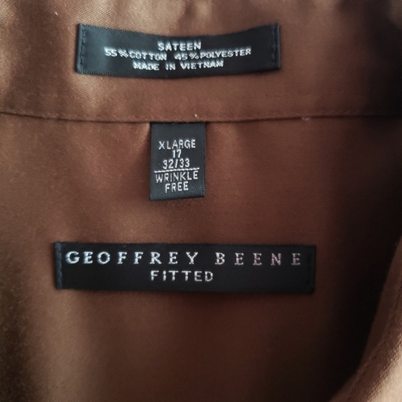Geoffrey Beene fitted Dress Shirt Chocolate Size Extra Large - Picture 4 of 5